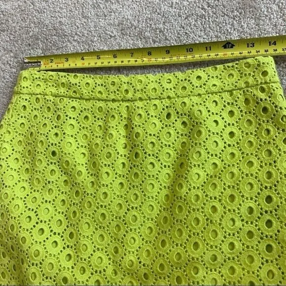 J.crew lime green neon yellow lace skirt size 0 - Picture 4 of 5
